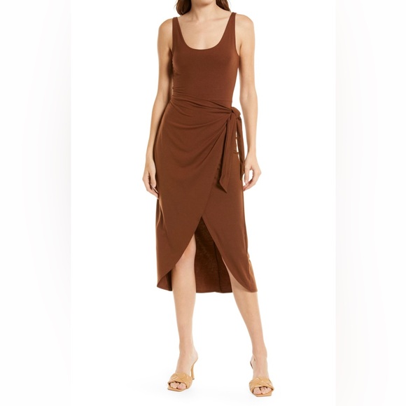 Reformation Brown Midi Wrap Dress | NWT | Size Small - Picture 11 of 14